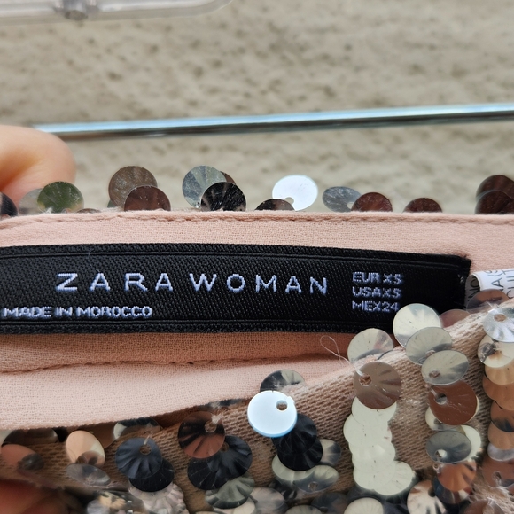 ZARA High Waisted Silver Sequin Ruffle Skirt - Picture 10 of 11